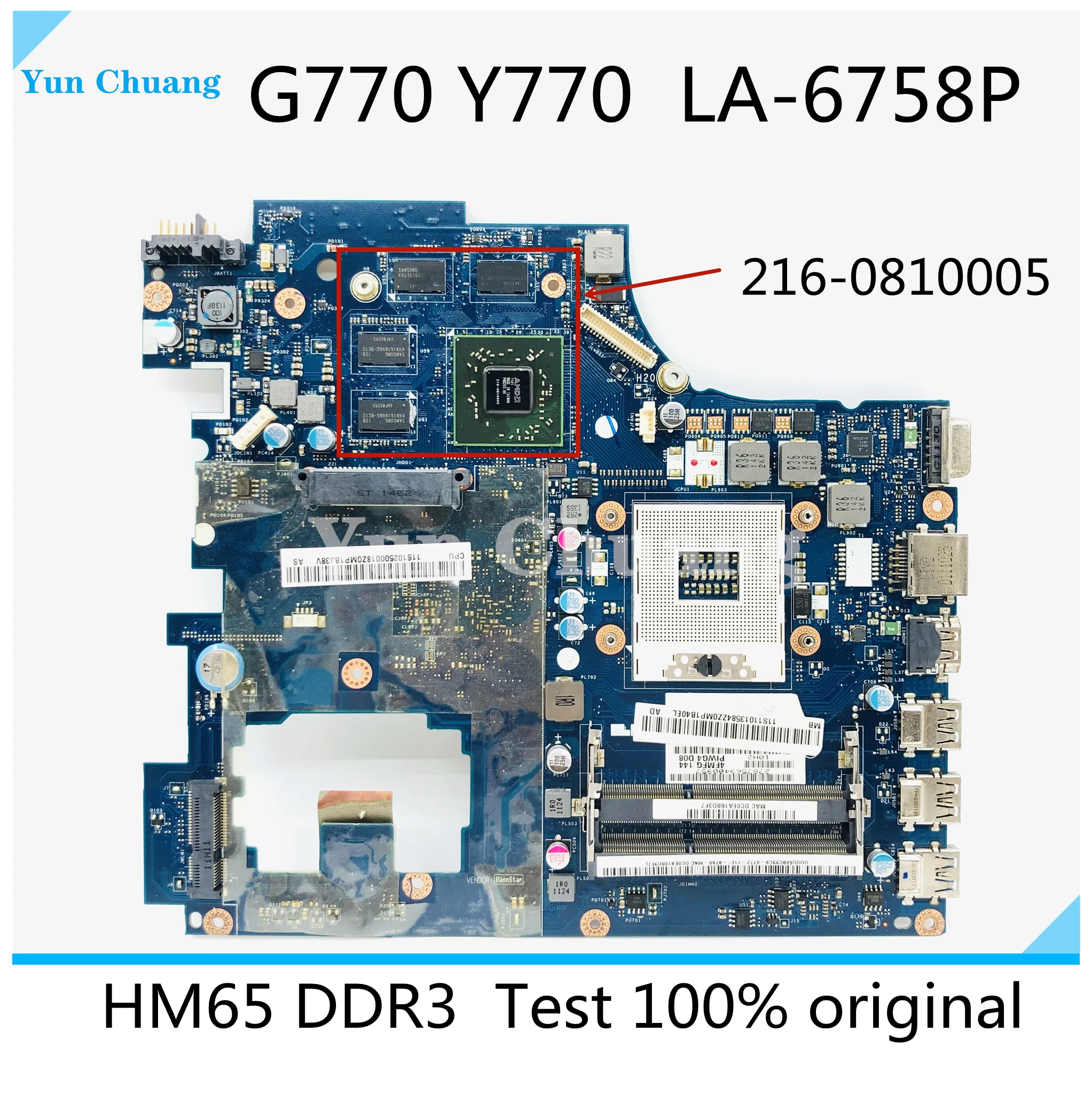 LA-6758P материнская плата для ноутбука Lenovo Ideapad G770 Y770 PIWG4 REV: 1 0 Материнская Тест HM65 DDR3
