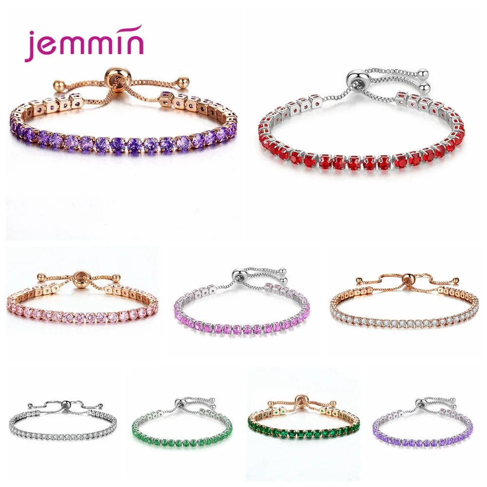 Ruby Zirconia Beading Bracelet Adjustable 925 Sterling Silver Charm Bangle Hand Chain For Women Girl Fashion Jewelry Accessories | Украшения