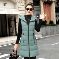 2021 female new autumn winter cotton padded coat mid length vest women warm sleeveless jacket korean slim jacket waistcoat a740