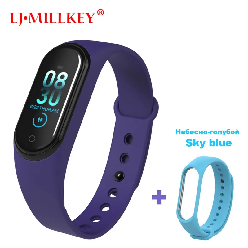 M4Blue-SkyBlue Умный Браслет Интеллектуальный трекер активности M4 умный Браслет Смарт-браслет 4 пульсометр фитнес-трекер умные часы для мужчин и женщин - Цвет: M4Blue-SkyBlue