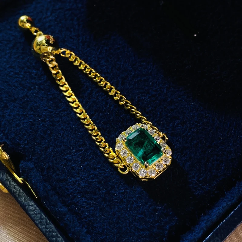 

OEVAS 100% 925 Sterling Silver Synthetic Emerald Finger Rings For Women Gold Color Sparkling High Carbon Diamond Fine Jewelry