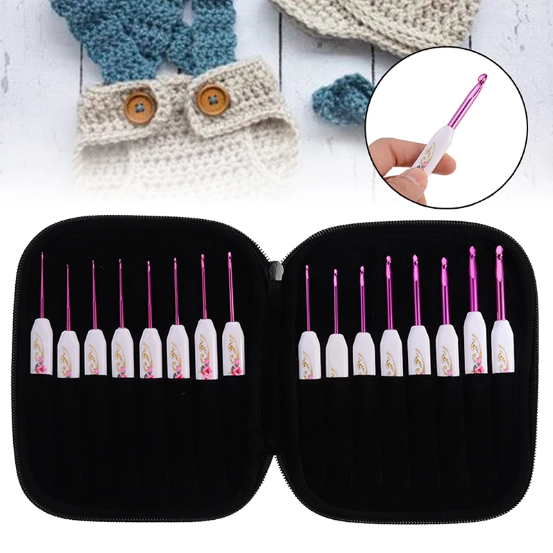 16 шт./компл. мягкая ручка крючок набор алюминиевые спицы для вязания 1 0 ~ 6 мм шарф