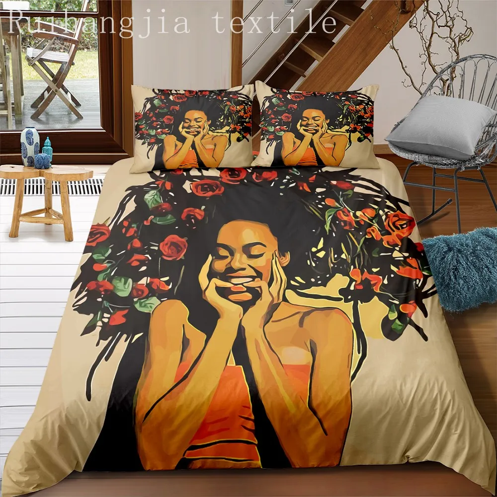 

3D Printed Africa Woman Beding Linens Sexy Girl Duvet Cover Comforter Bedding Set African Bed Set Queen King Size