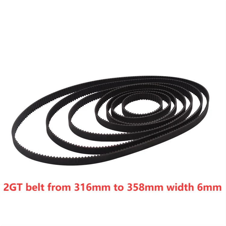 

3d printer belt closed loop rubber 2GT timing from 316mm to 358mm width 6mm