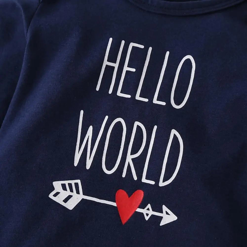Комплект одежды для маленьких мальчиков из 3 предметов: боди с принтом HELLO WORLD и