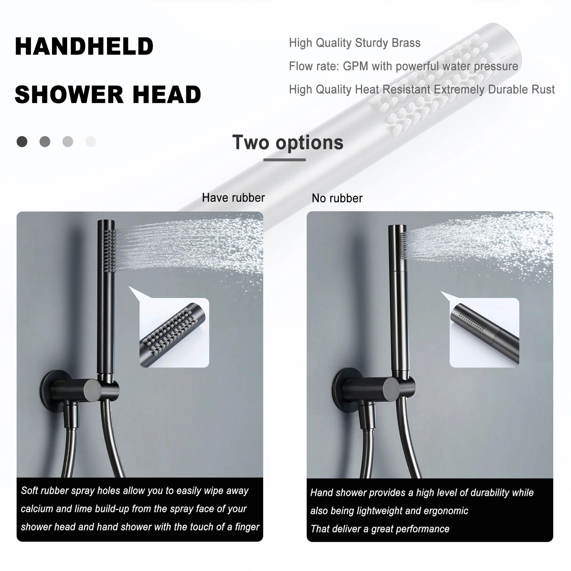 Bagnolux Gun Gray Bath Shower Set Brass Head Rianfall Luxury Combo Wall-Mount Arm Hot And Cold Mixer Diverter Bathroom Faucet