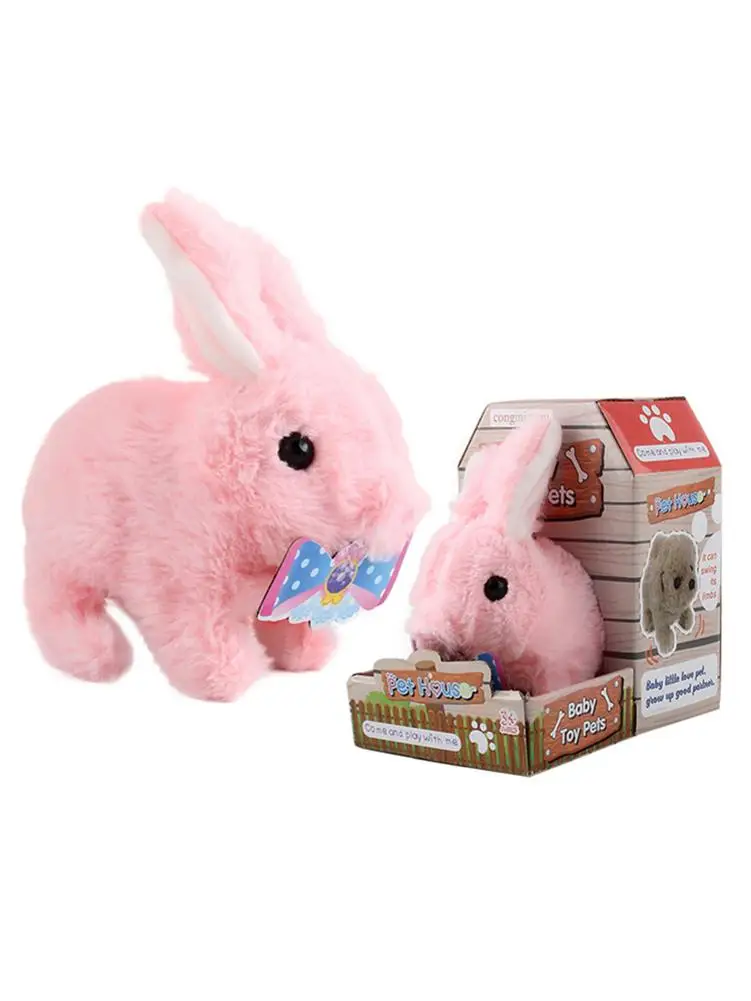 Plush Bunny With Cute Scarf Accessories Battery Operated Hopping Rabbit Interactive Toy Limbs Will Walk For Children Boy Girls | Игрушки и