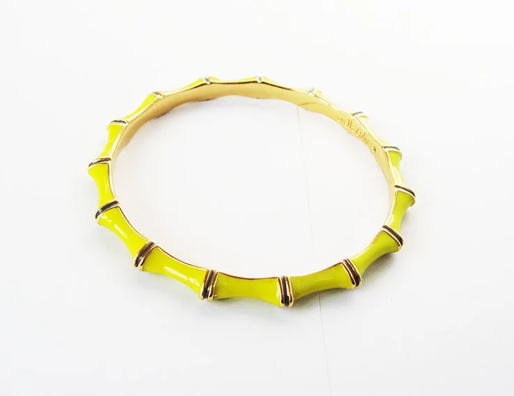 color 2 yellow Модные ювелирные изделия аксессуары качество Роскошный эпоксидный эмаль браслет в форме бамбука браслет - Окраска металла: color 2 yellow