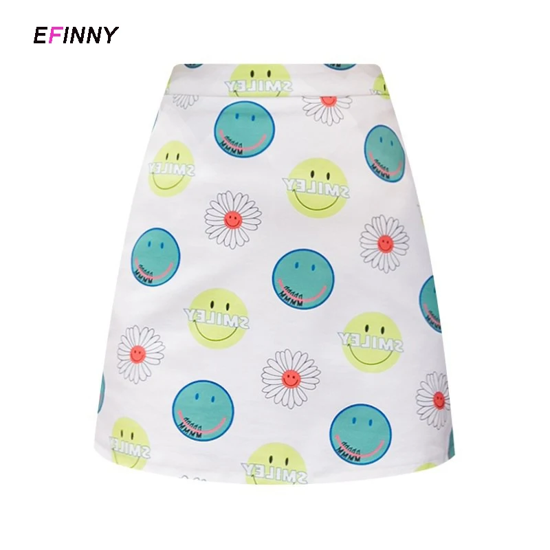 

Fashion Women Skirts Smiling Face Print Mini Skirts Korean Style Fashion Cute Kawaii Skirts Young Girl Skirts Summer Women Wear