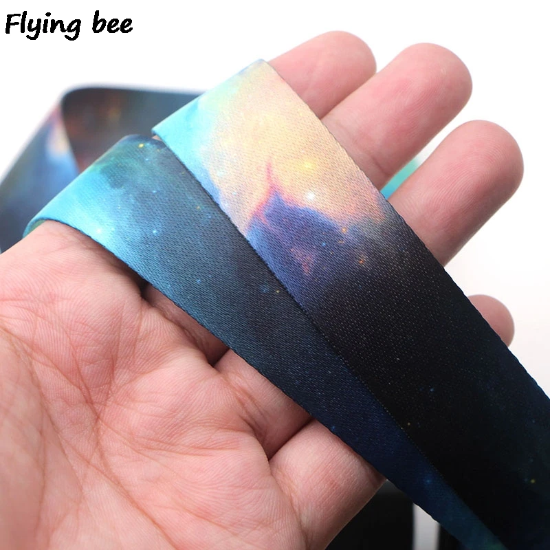 Flyingbee Прохладный звездное небо шнурок телефон веревочные брелоки для ключей ID