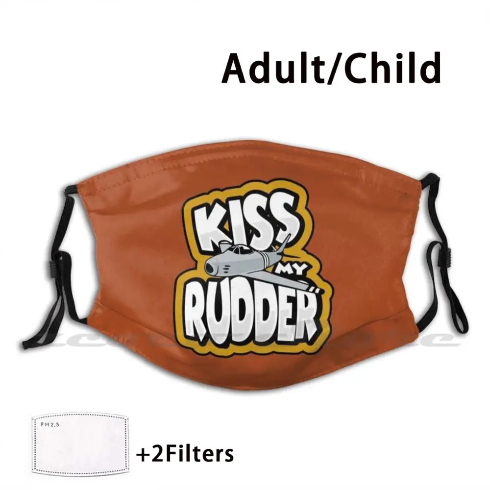

Rudder Orange Mask Cloth Washable DIY Filter Pm2.5 Adult Kids Rusty Aviation Airplane Jet Fly Wing