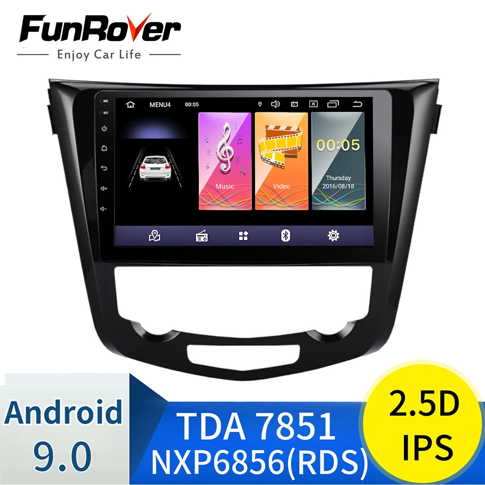 Funrover Android 9 0 четырехъядерный 10 1 дюймовый автомобильный Радио GPS Navi мультимедийный