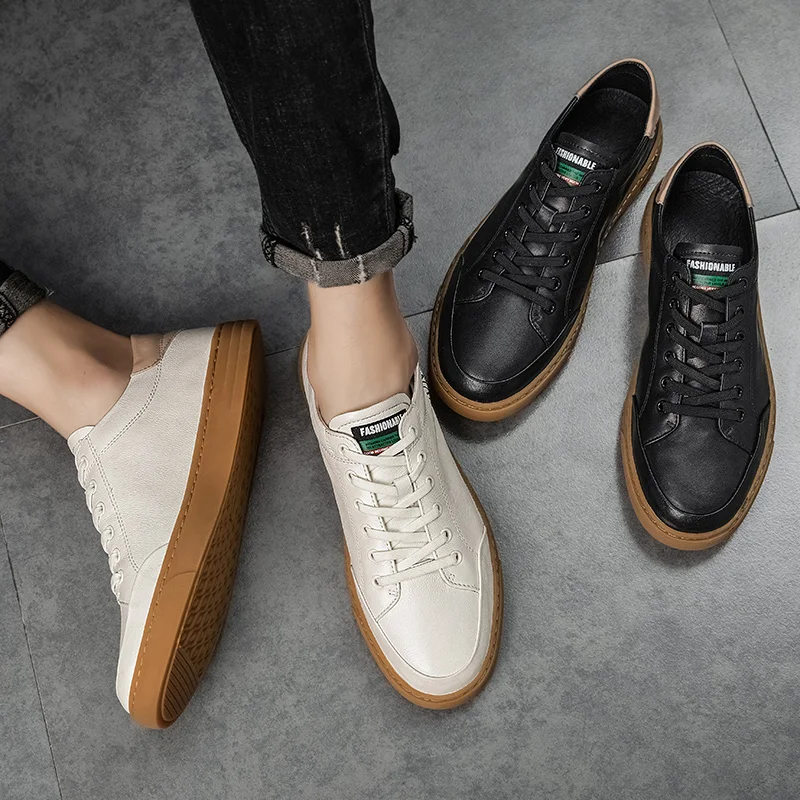 Мужские мокасины из коровьей кожи повседневные модные мягкие черные в Корейском