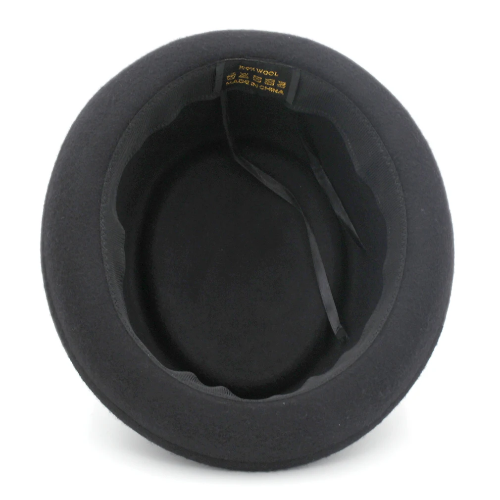 Mistdawn шерсть шляпа-пирожок унисекс Boater Bowler cap Upturn Brim черная лента