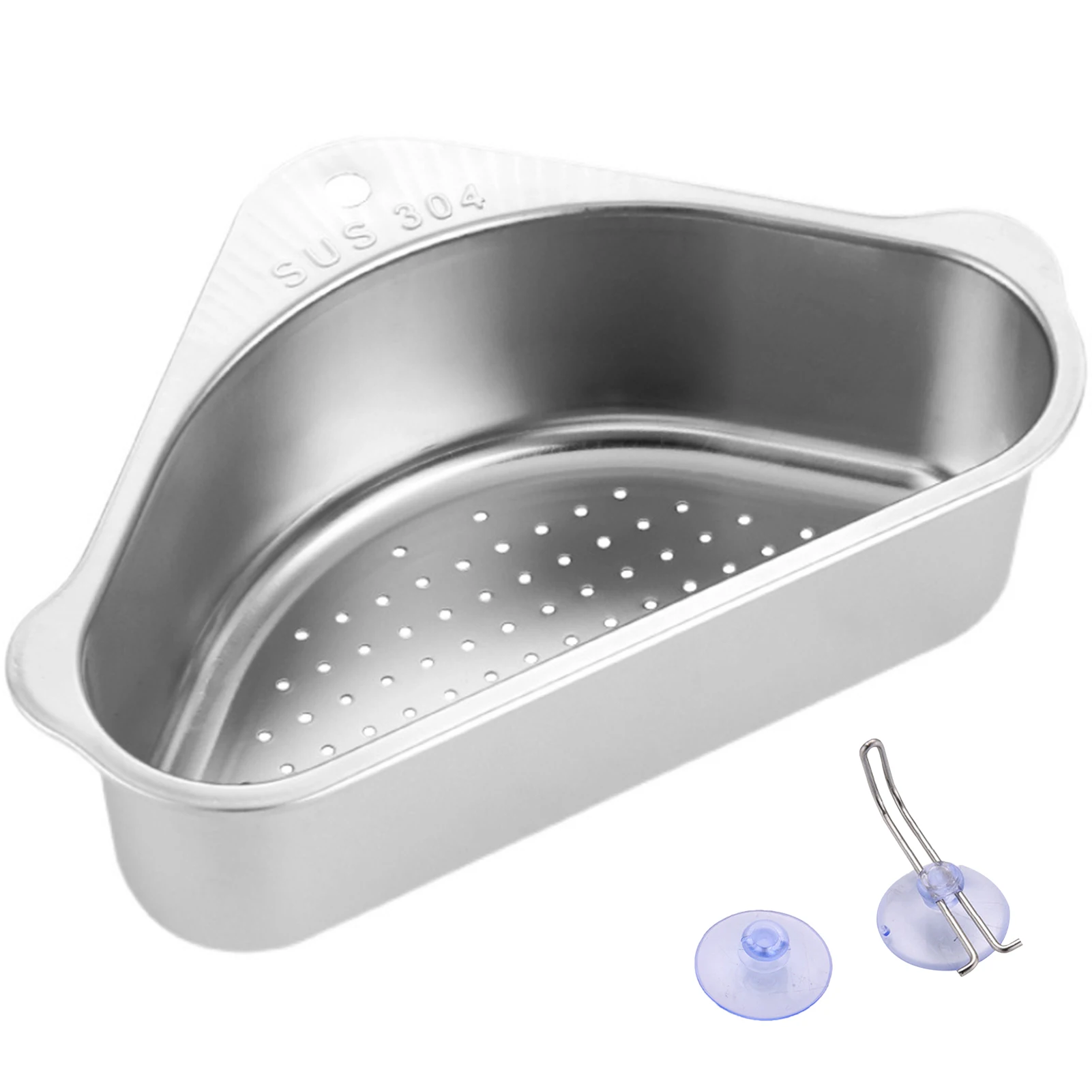 

Kitchen Sink Drain Basket Suction Cup Triangle Draining Shelf Sink Strainer Sponge Holder For Support Corner Stainless Steel