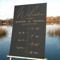 wedding program welcome sign stickers custom name date city event time icon decor removable vinyl wedding board decals hy2195