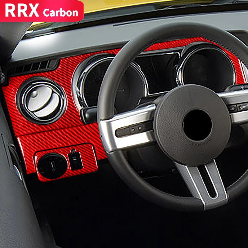 

RRX Carbon Fiber Sticker for Ford Mustang GT 2005-2009 Accessories Car Speedometer Surround Frame Headlight Switch Cover Trim