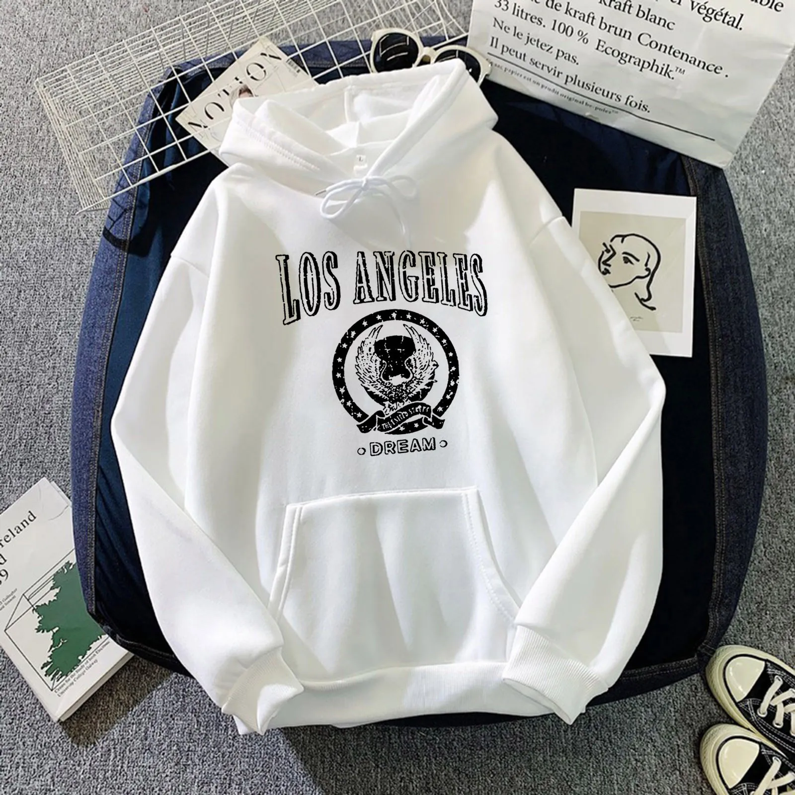 Women's Dream Print Hoodies Women's Harajuku Cute Printed Long-sleeve Sweatshirt Casual Blouse Pullover Streetwear Loose Moletom