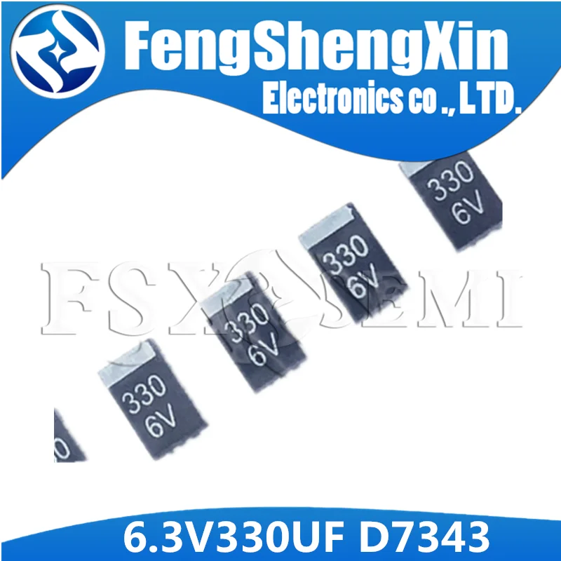 20 шт./лот SMD 6 3 В 330 мкФ в танталовый конденсатор с низким ESR 4TPB330M 7343 может заменить