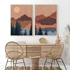 Абстрактный пейзаж Sun Mountain настенная Картина на холсте постер в стиле бохо винтажные художественные принты настенные картины декор для гостиной