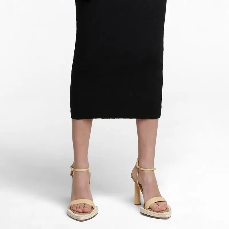 

Genuine Cow Leather Summer Sandals Shoes For Women Fashion Sexy High Heels Platform Buckle Strap Black Apricot Woman Pumps 34-40