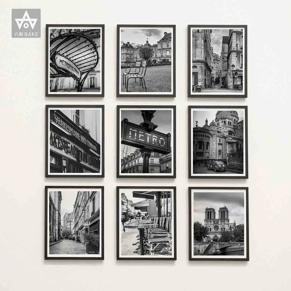 

Venice France New York House Architecture Retro Poster Wall Art Canvas Print Building Black White Picture Painting Wall Decor