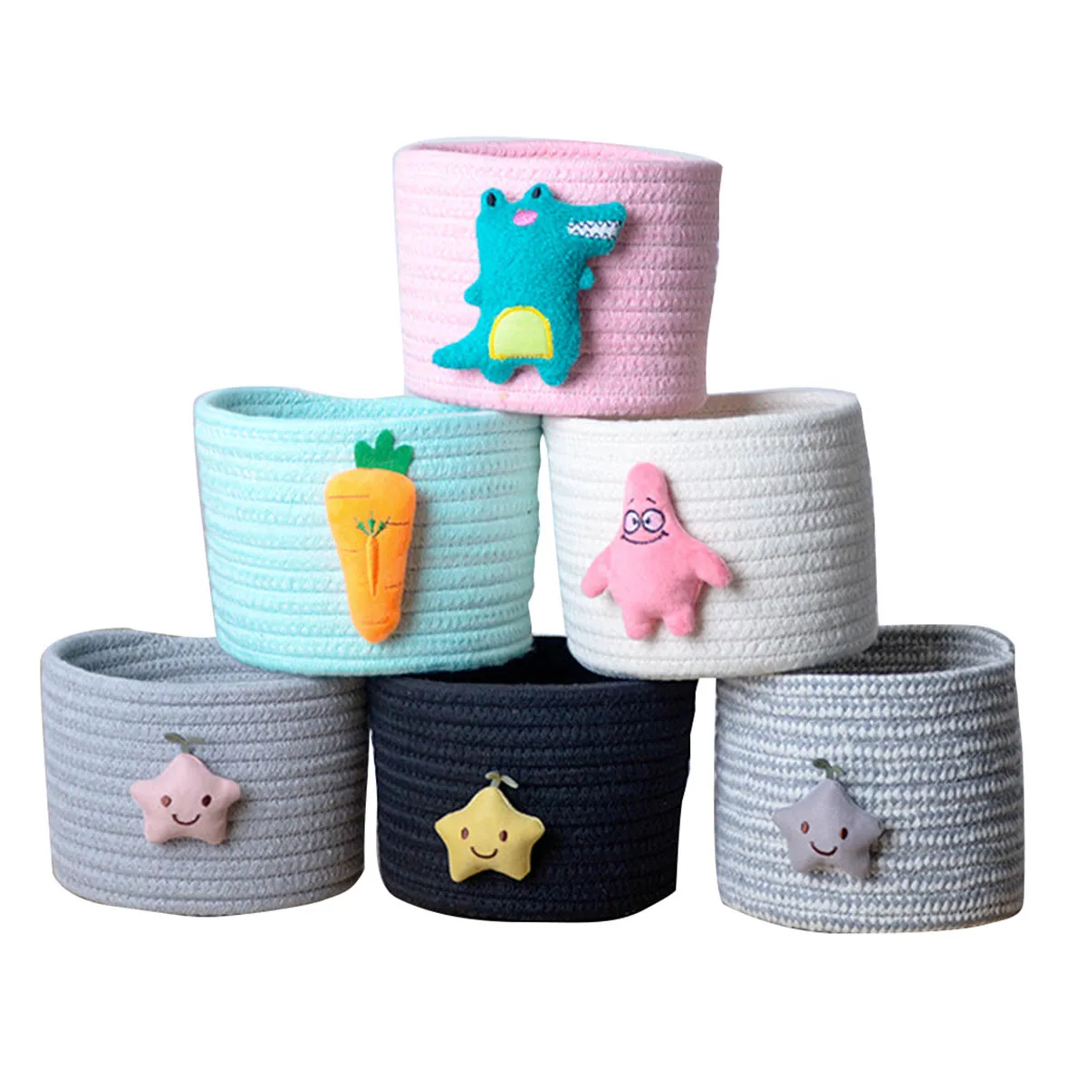 

Cotton Rope Woven Storage Boxes Bread Basket Laundry Basket Toys Basket Home Kitchen Bathroom Cosmetic Stationery Organizer Box