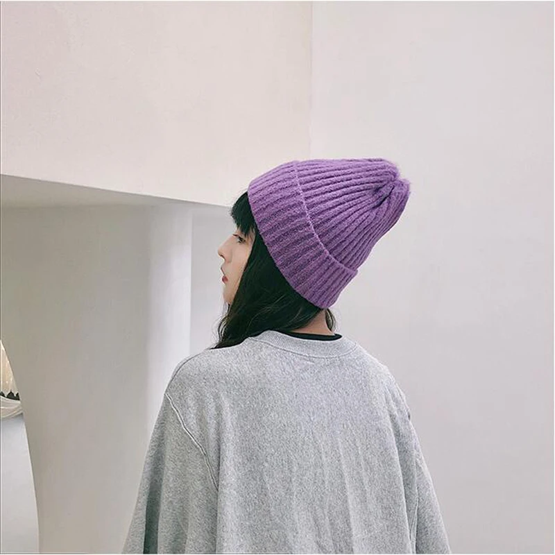 Mantener el sombrero de invierno calido для женщин gorro lana punto gorros gorra gruesa mujer|Женские Skullies и шапочки| |