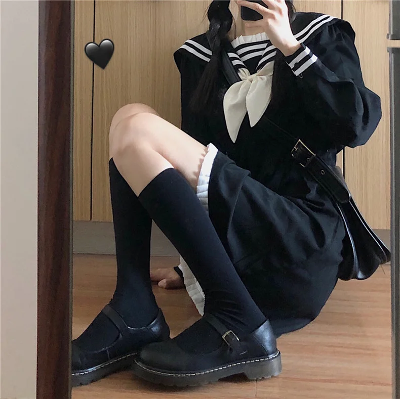 

Dresses Autumn 2021new Women's Japanese College Style Sailor Collar Black Fried Street Dress Design Sense Niche Kawaii