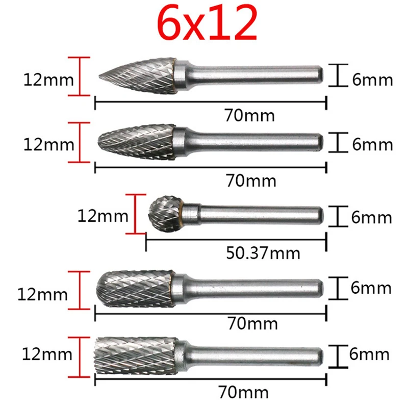 

Фрезы из карбида вольфрама, 6 х1/2 мм, 5 шт.