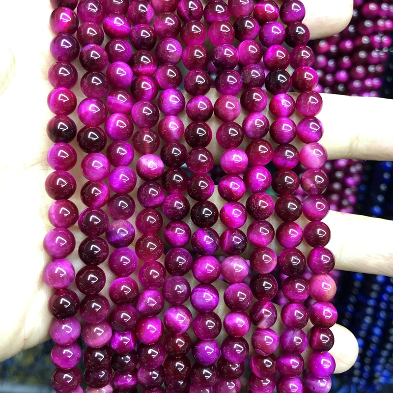 

Wholesale A Quality Dyed Rose Pink Tiger Eye Beads 6mm 8mm 10mm 12mm Round Gem stone Jewelry Beads,1 of 15" full strand