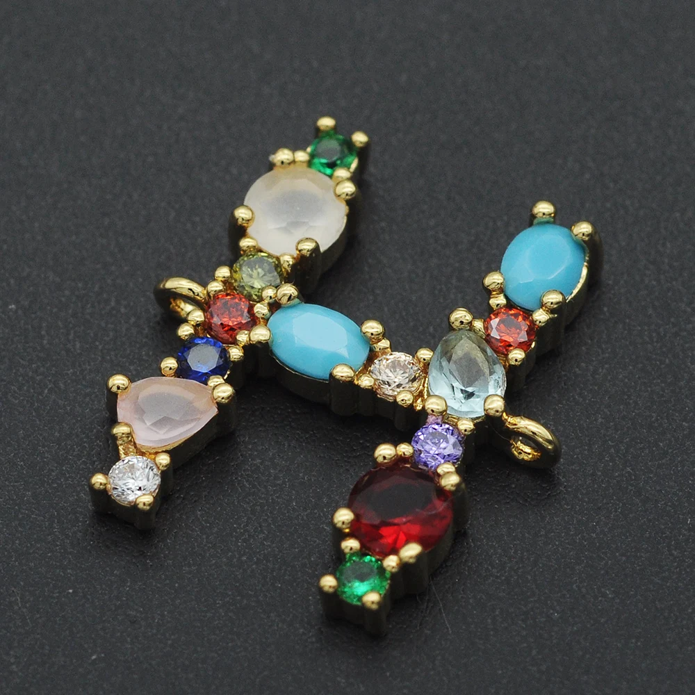 

21x18mm 100% CZ Zircon DIY Jewelry Rainbow Alphabet A-Z Connectors Charm Wholesale OEM Order Accepted Bracelet Making Connector