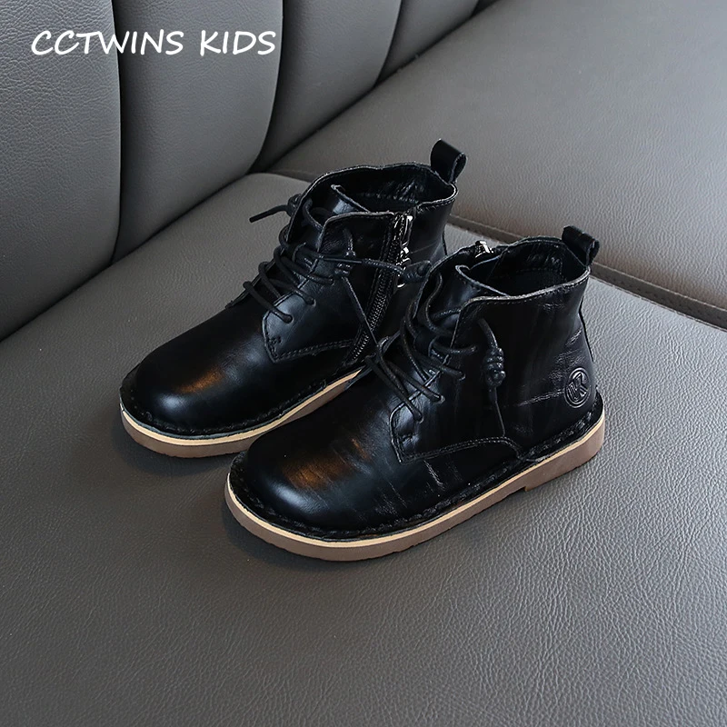 CCTWINS Kids Shoes Autumn Fashion Girls Black Martin Boots Boys Real Leather Dress Shoes Children Retro Casual Boot MB021