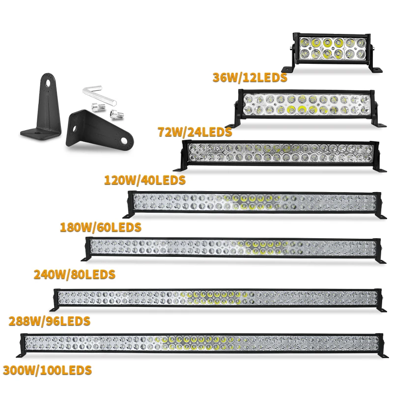 

New 21 32 42 50 52 Inch Curved Led Light Bar COMBO 120W 180W 240W 288W 300W Driving Offroad Car Truck 4x4 SUV ATV 12V 24V