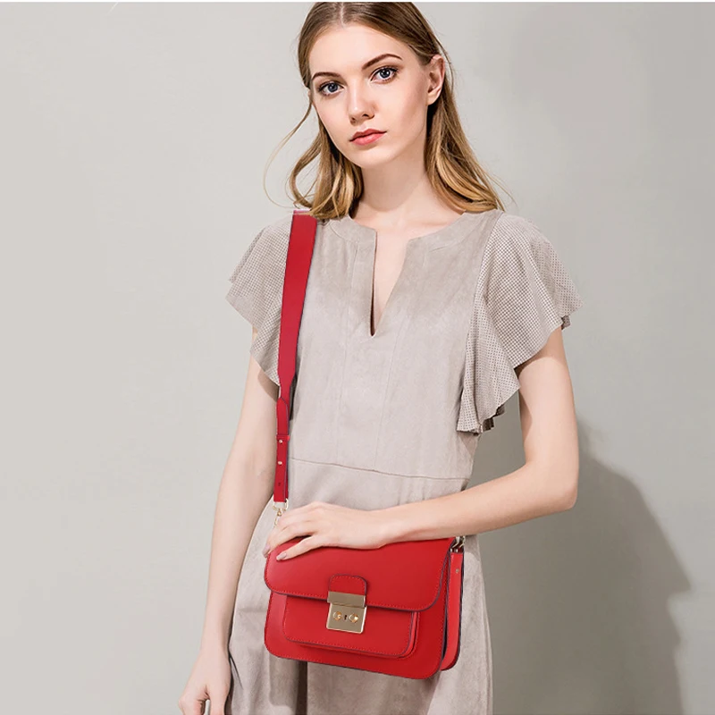 Широкий регулируемый сменный ремешок Lychee для сумок двусторонний однотонный