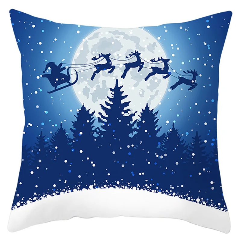 

45*45cm Pillowcases New Christmas Peach skin snow series Santa Pillow Case Sofa Cushion Cover Festival Home Decoration