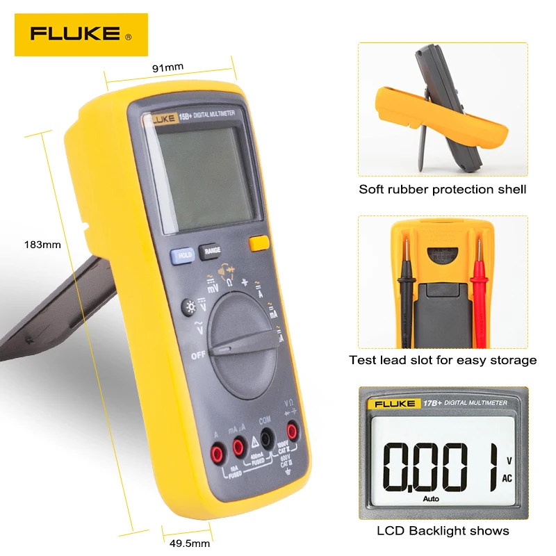 Fluke 15B + цифровой мультиметр с автоматическим диапазоном мягкий чехол для