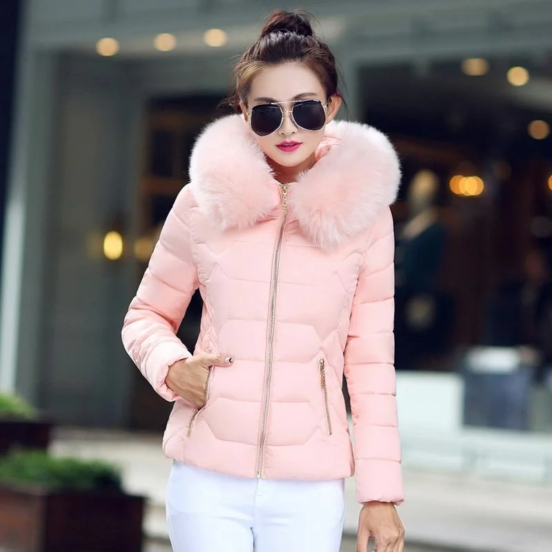 

2021down Coats Female Winter Jackets Women Parkas New Fur Collar Hooded Warm Coat Woman Down Jacket Outerwears