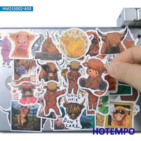 50pcs funny highland cattle cute cartoon kyloe wild yak cow animal scrapbook phone laptop stickers for kids toy notebook sticker