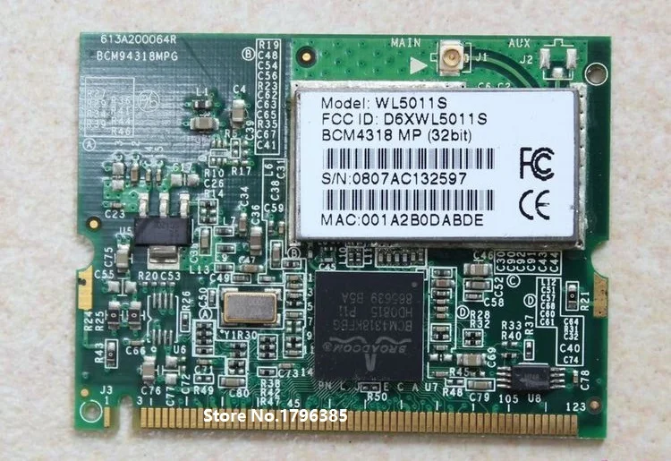 ,   Wlan- Broadcom BCM4318 Mini-PCI  DEll Latitude C610 C640 D500 D505 D510 D600
