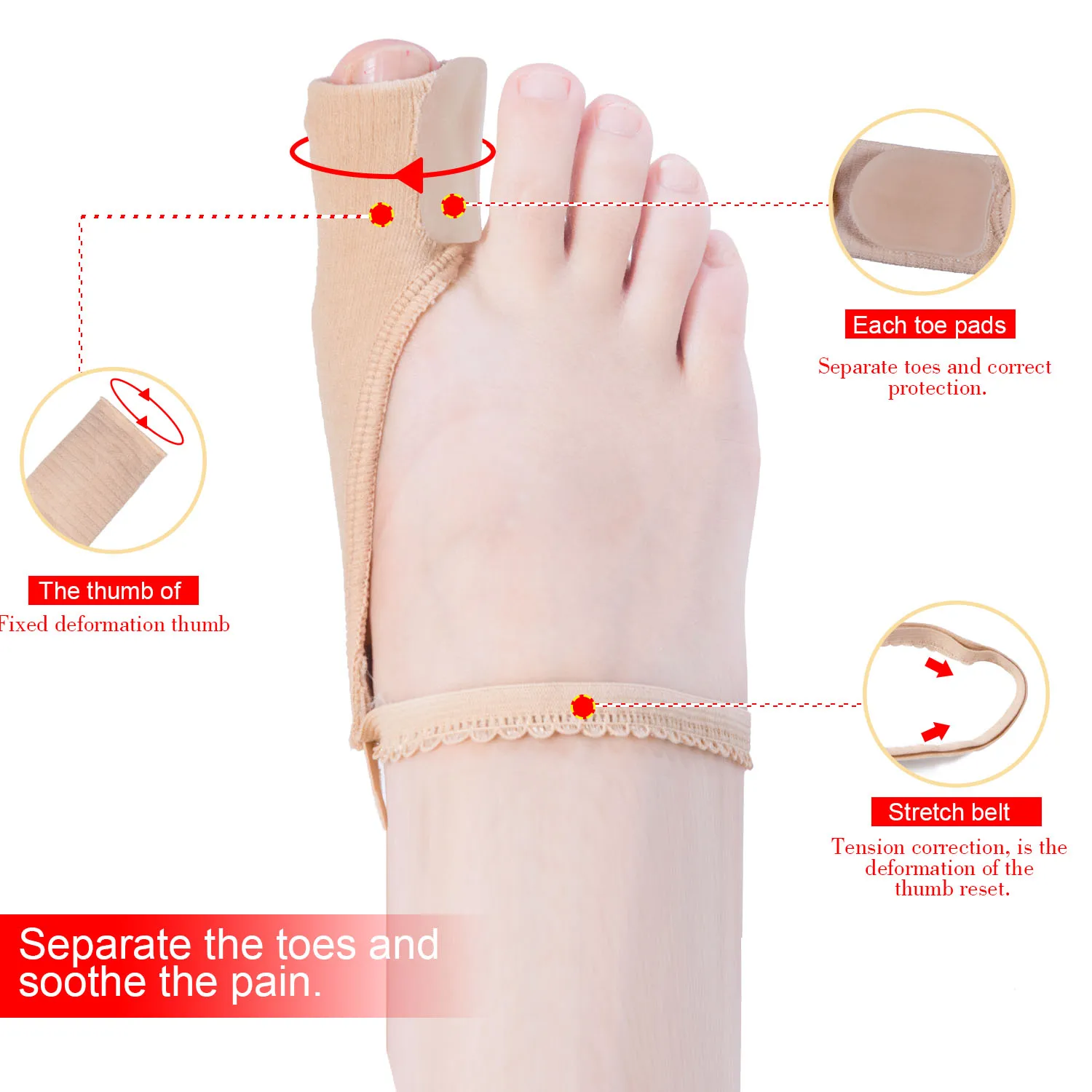 

Toe Separator 24 Hours Bunion Orthotics Pedicure Hallux Valgus Pro Orthopedic Adjust Big Toe Pain Relief Feet CareTool Z28301