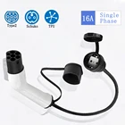 Duosida Тип 2 EV адаптер 16 А одиночный Phass для электрического велосипеда мотоцикла зарядка от общественных зарядных станций с Schuko