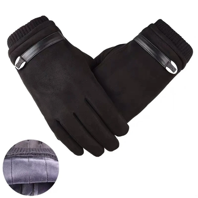 Miya новые мужские замшевые перчатки сенсорные черные темно-синие бархатные