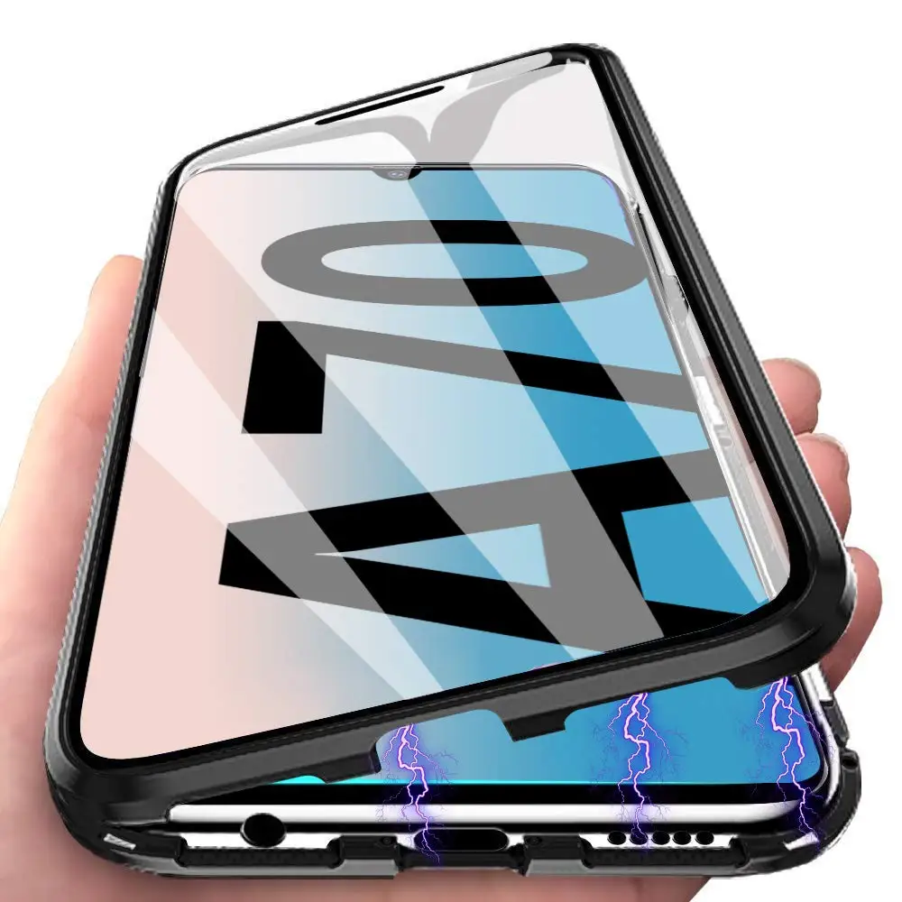 

Магнитный чехол для Samsung Galaxy A10, A20, A30, A40, A50, A60, A70, двухстороннее закаленное стекло, защитный чехол на 360 °