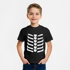 Детский костюм на Хэллоуин, черные футболки с 3d принтом скелета, хлопковая Повседневная футболка с круглым вырезом, детская одежда от 2 до 10 лет, 2021