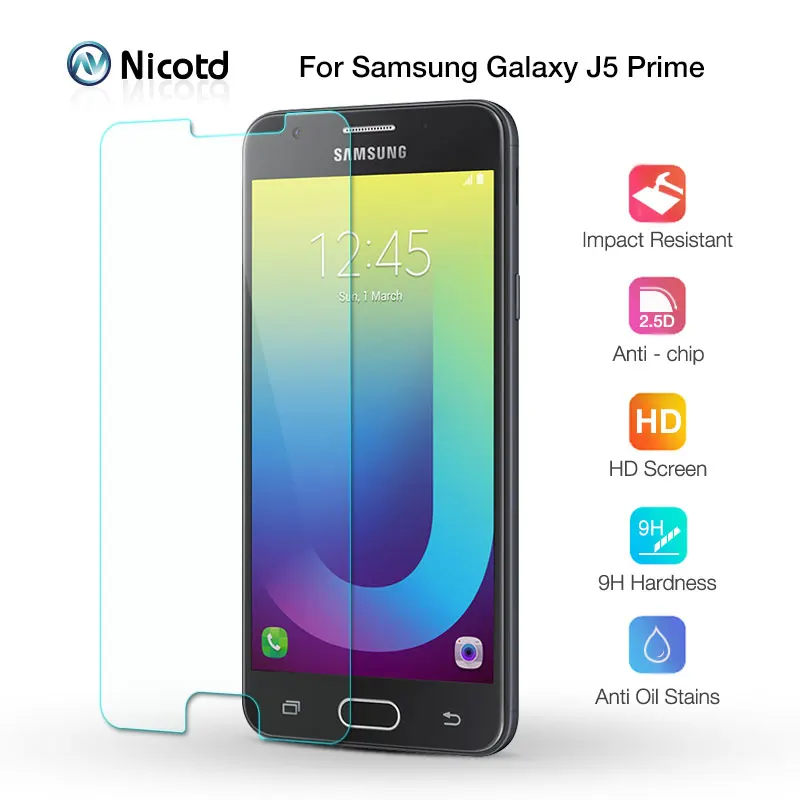 9h Закаленное стекло пленка для samsung Galaxy J5 Prime Защитная экрана 2.5D HD стеклянная