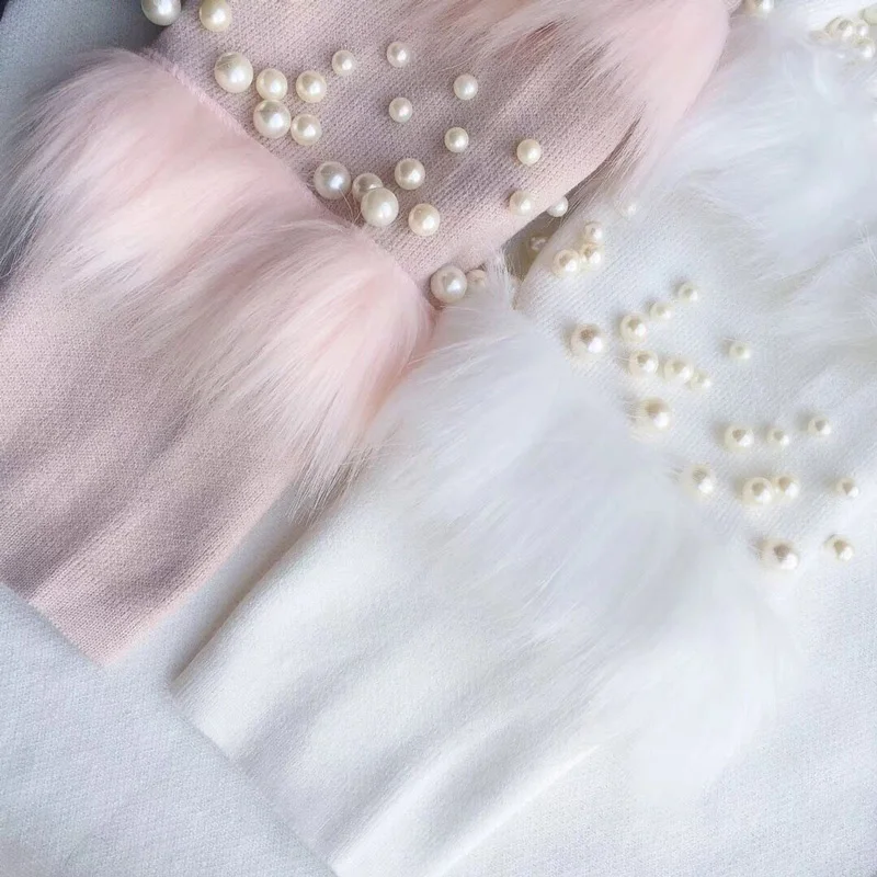 Женский джемпер из искусственного кроличьего меха с длинным рукавом | Женская