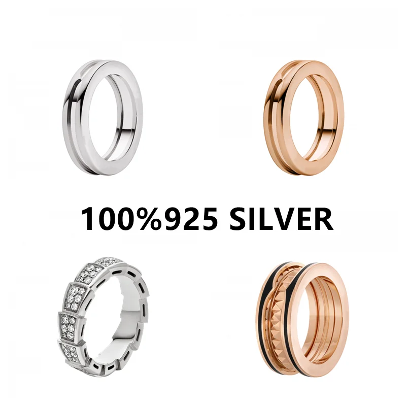 

925 Sterling Silver ring The Original Brand LOGO Jewelry Rose Gold Diamond bv Ring Wedding Party Christmas Gifts Of Jewelry