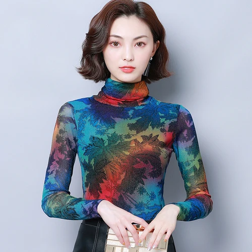 Осенне зимние новые стильные модные эластичные женские элегантные удобные тонкие приталенные рубашки с