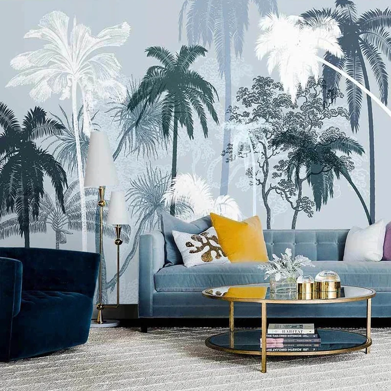 

Custom Mural Wallpaper Nordic 3D Hand Painted Tropical Plant Coconut Tree Wall Painting Living Room TV Bedroom Papel De Parede